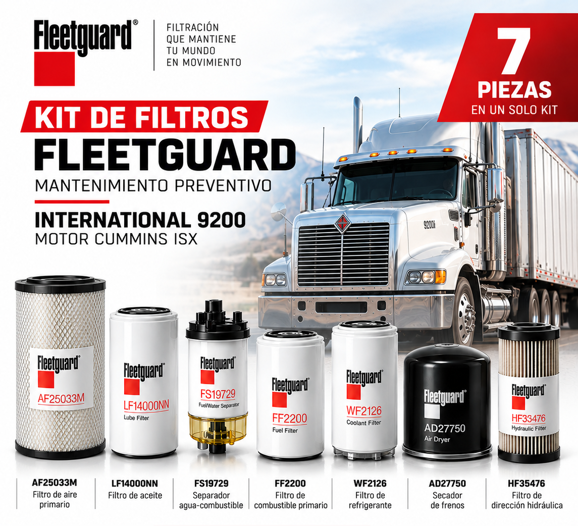KIT DE FILTROS FLEETGUARD PARA MANTENIMIENTO PREVENTIVO MOTOR CUMMINS ISX INTERNATIONAL 9200